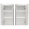 Two open white cabinets with shelves against a white background. Produktbild-Vorschau