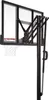 A basketball hoop system with a clear backboard and net, shown from a side angle. Produktbild-Vorschau