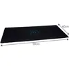 A black gaming mousepad with a blue hexagonal pattern and dimensions indicated. Voir les images du produit