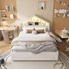 Kinderbed 140x200 cm, beige, gestoffeerd huisbed met Productafbeelding-voorbeeld 4