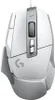 A white Logitech G gaming mouse is shown from a top-down perspective against a white background. Voir les images du produit