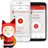 A small figurine of a Christmas character stands next to two smartphones displaying a recording interface. Produktbild-Vorschau