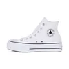 A white Converse Chuck Taylor All Star high-top sneaker with a platform sole, shown from the side against a white background. Voir les images du produit