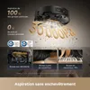 A marketing image for a robot vacuum cleaner, showcasing its suction power and brush types. Produktbild-Vorschau