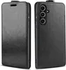 A black flip case for a smartphone is shown from two angles. Produktbild-Vorschau