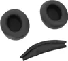 Three black headphone replacement parts are shown against a white background. The parts are two ear pads and one headband cushion. Podgląd zdjęcia produktu