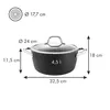 A diagram showing the dimensions of a pot with a lid. Náhľad obrázku produktu