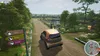 A virtual representation of a zoo environment with a car driving on a dirt path, signposts indicating animal locations, and a small pond. Produktbild-Vorschau