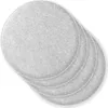 A stack of four round, light gray felt seat cushions on a white background. Produktbild-Vorschau
