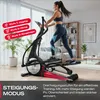 A woman is using an elliptical cross-trainer in a living room setting. Produktbild-Vorschau
