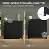 A black metal cabinet is shown in two configurations: one without screw feet and one with screw feet, illustrating different height options. Náhled obrázku produktu