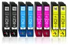 A set of eight printer ink cartridges lined up against a white background. Produktbild-Vorschau