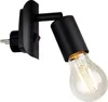 A black plug-in lamp with an exposed light bulb is shown against a white background. Produktbild-Vorschau
