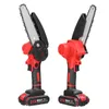 Two identical red and black portable electric chainsaws are shown against a white background. Náhľad obrázku produktu