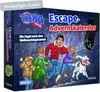 The image shows the front and side of a TKKG Junior Escape-Adventskalender box, featuring cartoon characters and a dog running in a snowy environment. Anteprima dell’immagine prodotto