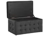 A black tufted storage ottoman with its lid open, shown against a white background. Náhľad obrázku produktu
