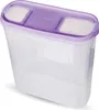 A clear studio shot of a clear plastic food storage container with a purple lid. Anteprima dell’immagine prodotto