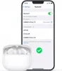 A smartphone displaying Bluetooth settings next to a pair of white wireless earbuds in their charging case. Náhled obrázku produktu