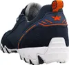 The back view of a blue and orange sneaker. Voir les images du produit