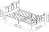 A technical drawing of a metal bed frame with dimensions indicated. Podgląd zdjęcia produktu