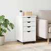 vidaXL Skříňka na kolečkách Bílá 34 x 39 x 56 cm Masivní Náhled obrázku produktu 2