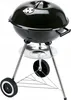 A black charcoal kettle grill on a white background.