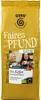 A bag of GEPA Faires Pfund Kaffee (ground coffee) with images of people enjoying coffee and coffee beans. Podgląd zdjęcia produktu