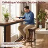 Tabouret de Bar Bois Pivotant Rembourré, Rétro Tabouret Voir les images du produit 3