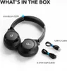 A product shot showing headphones and their accessories, with text indicating what's included in the box. Produktbild-Vorschau