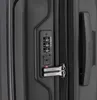 A close-up view of a black Travelite trolley's combination lock and handle. Produktbild-Vorschau