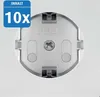 Close-up of a white electrical outlet cover with a screw in the center and the brand logo 'reer' embossed on it. A blue overlay indicates 'INHALT 10x'. Náhľad obrázku produktu