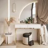 A modern vanity table with a large arched mirror and LED lighting, set in a bedroom. Náhľad obrázku produktu