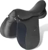 vidaXL Set di selle da equitazione 16" in vera pelle nera Anteprima dell’immagine prodotto 2