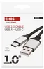 Nabíjecí a datový kabel USB-A 2.0 / USB-C 2.0, 1 m, černý Náhled obrázku produktu