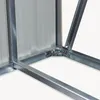 Close-up view of the corner joint of a metal structure, likely a shed or shelter, showing the framing and paneling. Podgląd zdjęcia produktu