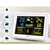 A white digital weather station is displayed on a light-colored surface, with icons representing weather conditions on the left side of the image. Anteprima dell’immagine prodotto