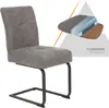 A grey upholstered dining chair with a cantilever base, shown with a diagram of its internal pocket spring construction. Anteprima dell’immagine prodotto
