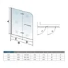 A diagram showing the dimensions of a shower enclosure, with a table of measurements. Produktbild-Vorschau