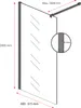 Diagram of a shower wall with dimensions and a close-up of the glass thickness. Anteprima dell’immagine prodotto