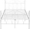A white metal bed frame with a slatted base, shown from the front. Podgląd zdjęcia produktu
