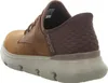 A rear view of a brown Skechers slip-in sneaker. Voir les images du produit