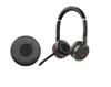 A pair of black headphones and a single earpad are shown against a white background. Produktbild-Vorschau