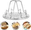 A collage showing a toaster rack, bread slices, toasted bread, and a sandwich. Produktbild-Vorschau