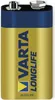 A studio shot of a VARTA LONGLIFE 9V battery against a white background. Voir les images du produit