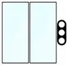 A product image showing two screen protectors and a camera protector for a phone. Produktbild-Vorschau