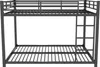 A black metal bunk bed frame is shown against a white background. Voir les images du produit