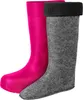 A pair of boots, one pink and one gray with a black cuff, are shown against a white background. Produktbild-Vorschau