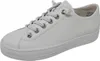 A white leather sneaker is shown from a side angle against a white background. Voir les images du produit