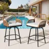 Drehbare Barhocker 2er Set aus Rattan und Metall mit grauen Produktbild-Vorschau 10