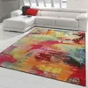 Tapis moderne à poils courts aspect toile multicolore Voir les images du produit 1